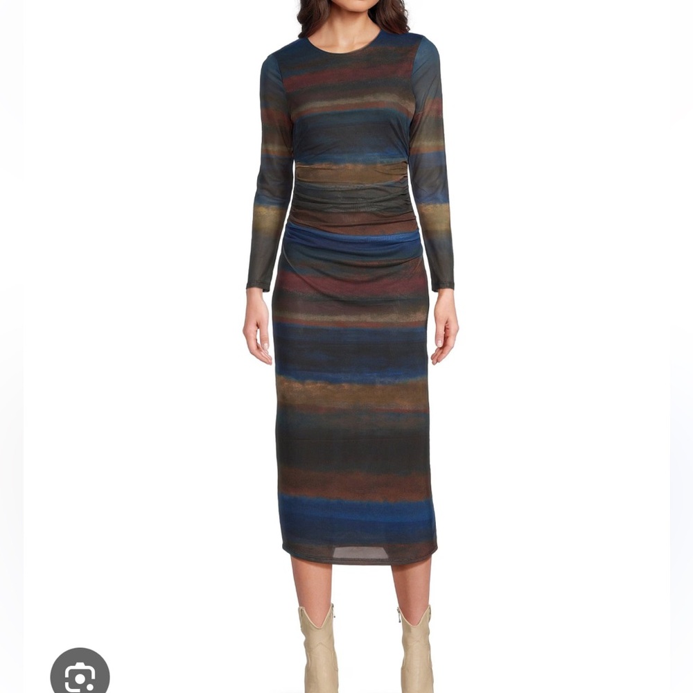 Mesh long sleeve dress